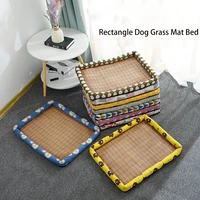 rectangle dog grass mat bed washable and non slip pet cushion for cute puppy