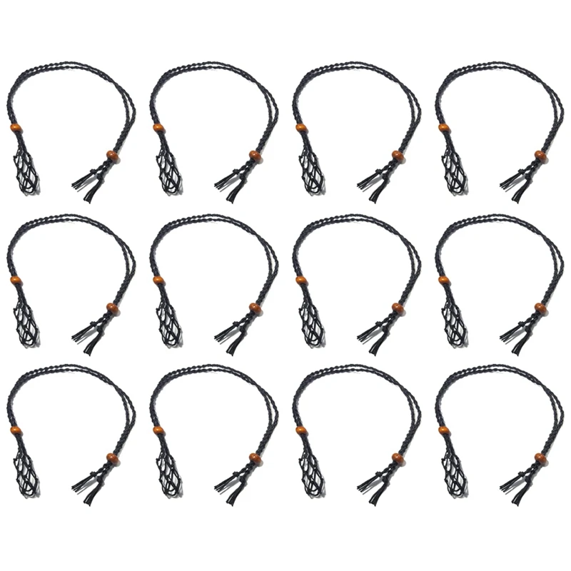 

12Pcs Crystal Rough Stone Net Bag Woven Necklace Pendant Retro Woven Adjustable Net Bag Pendant Net Bag Jewelry Bag
