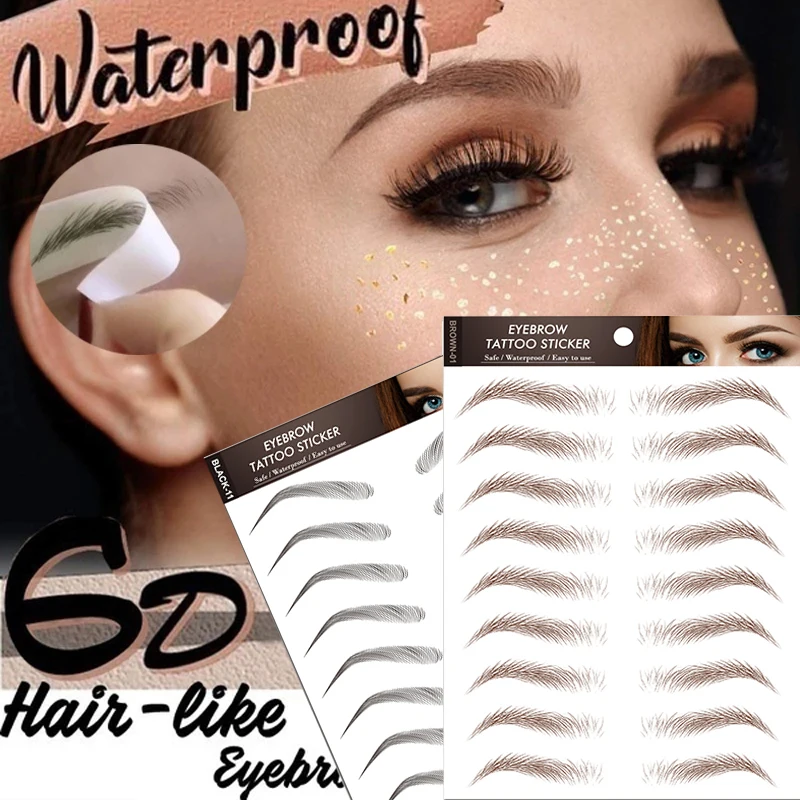 

Eyebrow Tattoo Sticker Waterproof Long Lasting Eyebrow Guide Template Hair-like Quick Water Transfer Brow Stickers Makeup Tools