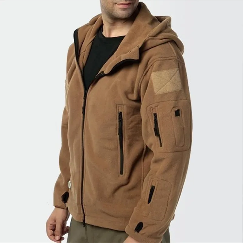 

Hiking Hunting Combat Camping Army Soft Shell Outdoors Sports Hooded Thermal Fleece Military Tactical Jacket Coat Men Winter