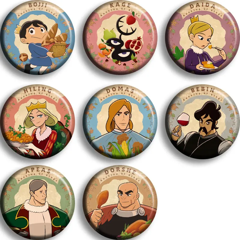 

8pcs/1lot Ranking of Kings Daida Bojji Kage Daida Figure 719 Metal Badges Round Brooch Pin Badge Bedge Gifts Kids Toy
