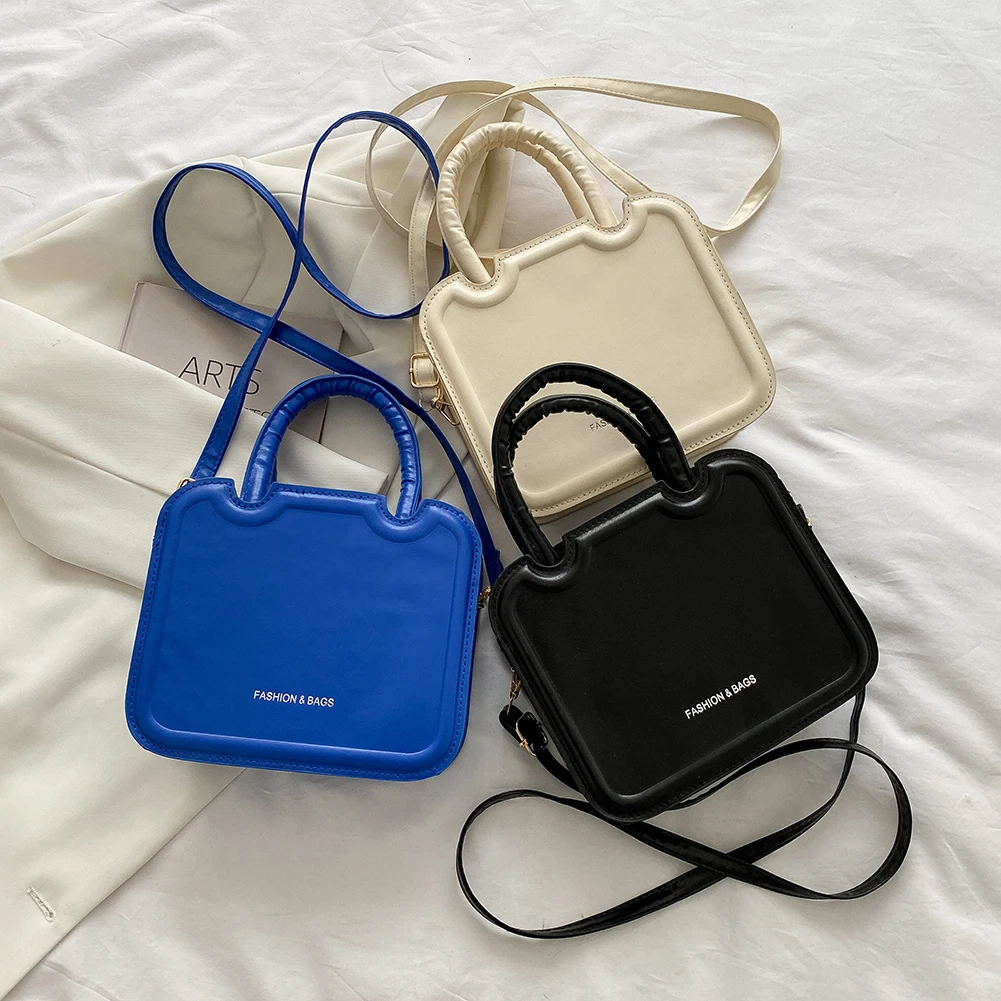 

Women Mini Square Bag Solid Color Top-Handle Handbags PU Leather Shoulder Tote for Ladies Outdoor Shopping Travel