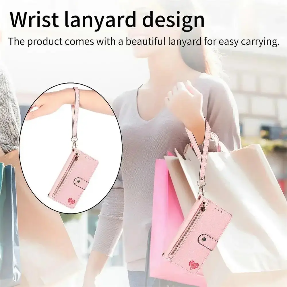 Чехол-кошелек на молнии с RFID-блоком для Oppo A98 A78 A96 A74 A54 A57 A94 A54s A77 A57s A58 A38 A18 A17 k A79 4G 5G