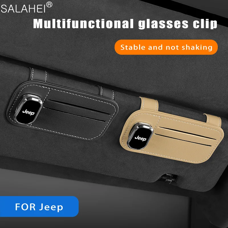 

Auto Sun Visor Glasses Fastener Clip Holder For Ticket Card Clamp Multi-Function Car Interior For Jeep Grand Cherokee Wrangler