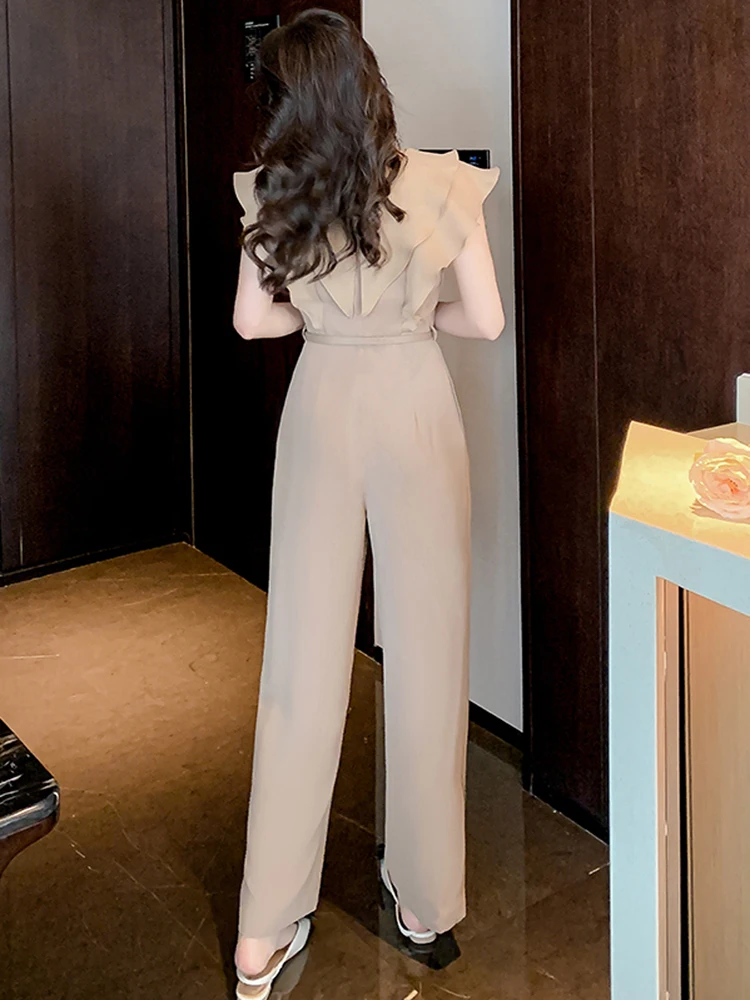 Женский деловой комбинезон без рукавов элегантные облегающие длинные