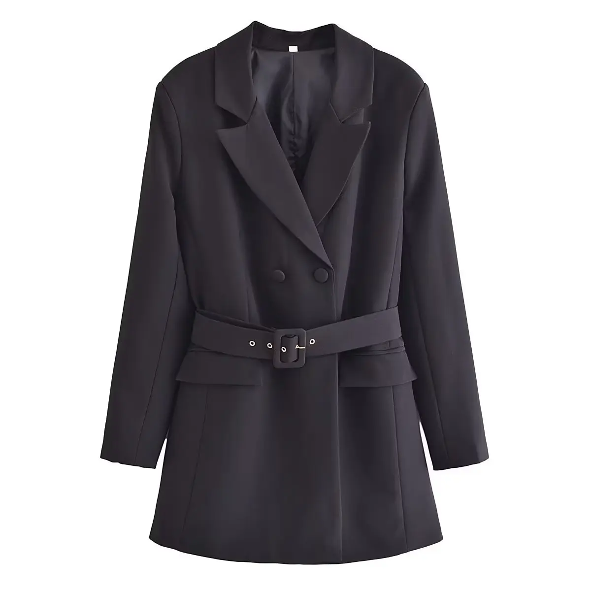 

TRAF 2023 Woman Long Blazer Coats Fashion Double Breasted Spring Office Jacket Female Blazers With Belt Outerwear Chic Tops