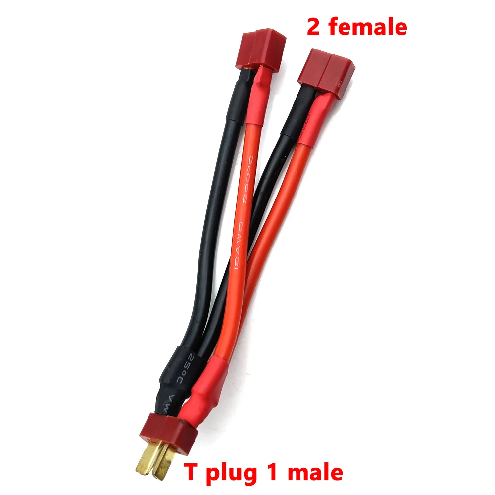 

1pc T plug XT60 XT90 Parallel Battery Connector Male/Female Cable Dual Extension Y Splitter 2/3Way Silicone Wire for RC Battery