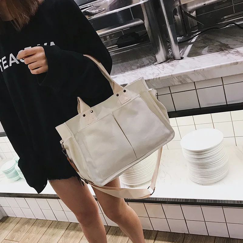 Women's Casual Canvas Tote Bag Shopper Simple Fashion Female Shoulder Bags For Women Travel Crossbody Ladies Designer Handbags