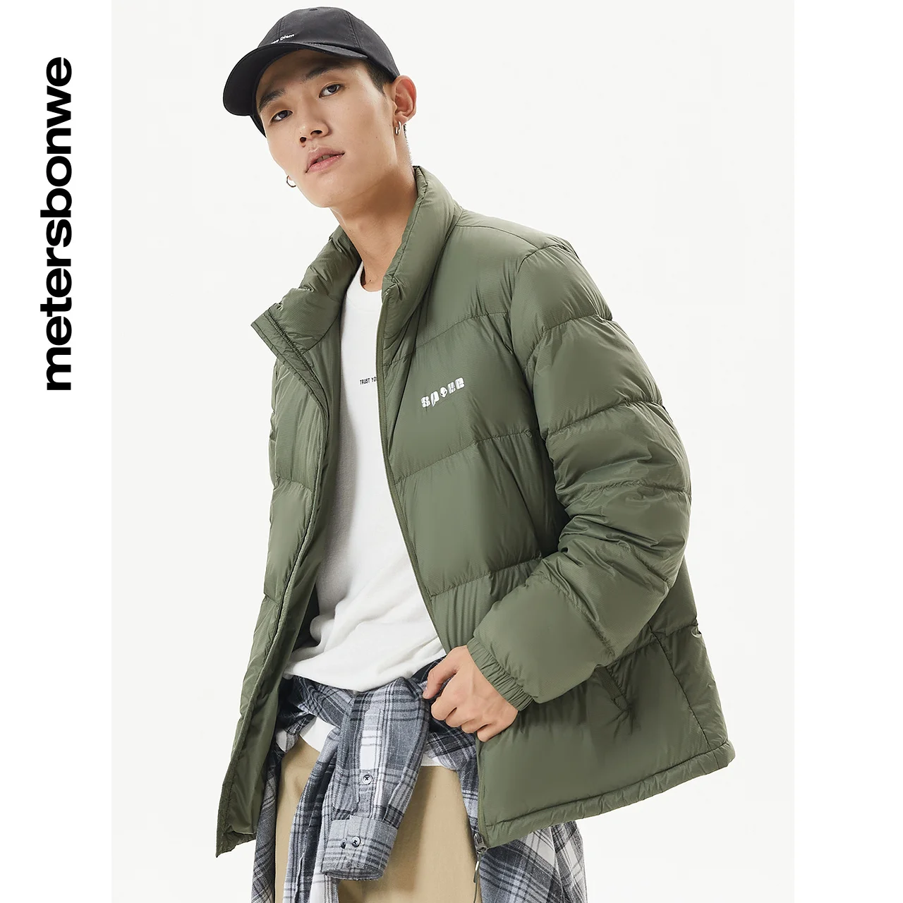 Metersbonwe Stand-up Collar Down Jacket Men Winter Warm 90% Gray Duck Down Men Anti-snow  Down Coat Brand Outerwear Warm Coat