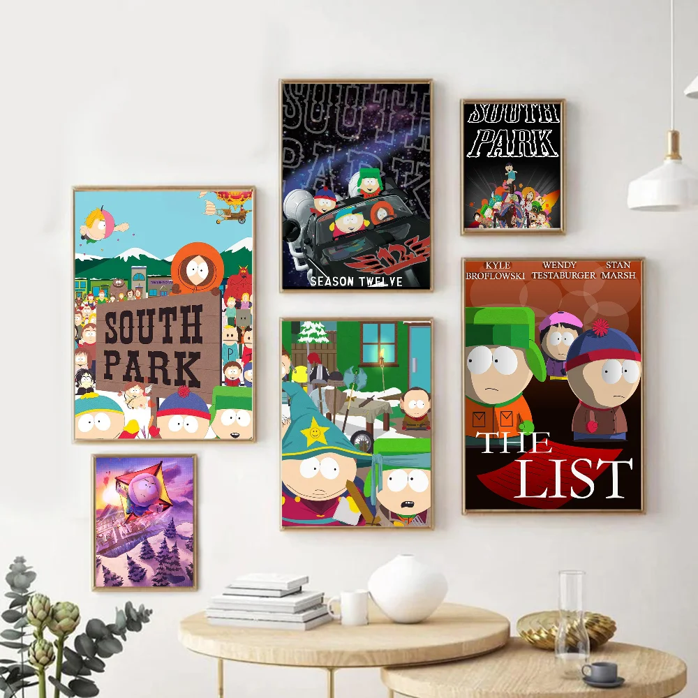 S-South Cartoon P-Park Movie Sticky Posters Whitepaper Sticker DIY Room Bar Cafe Wall Stickers