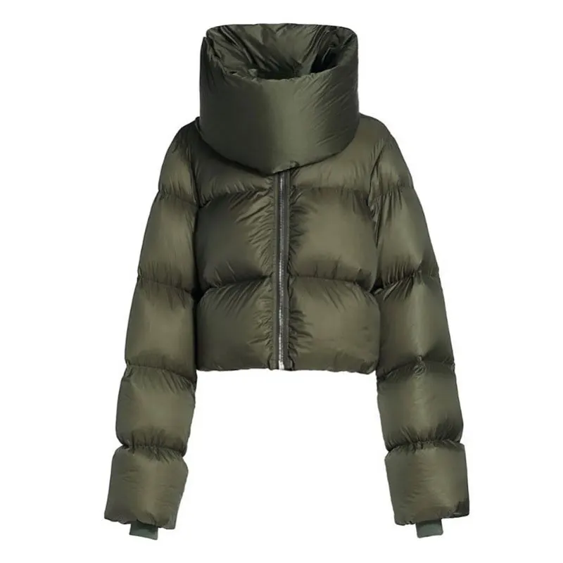 Женская хлопковая куртка с воротником-шарфом, свободное пузырьковое хлопковое пальто, Повседневная Уличная одежда, плотная парка, топ, зима 2022