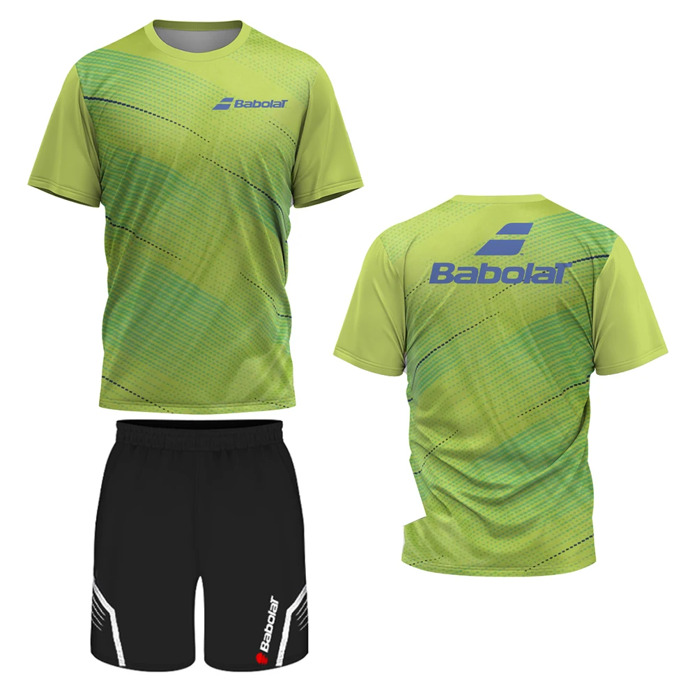 

Мужской спортивный костюм Babolat, Спортивная футболка и шорты, костюм для бадминтона, теннисная одежда, майка для волейбола, командная одежда на заказ