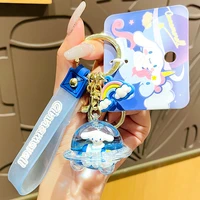 cute cinnamoroll kawaii cartoon key chain sanrio cosmic walk star spaceship milk tea cup keychain school bag car key pendant toy