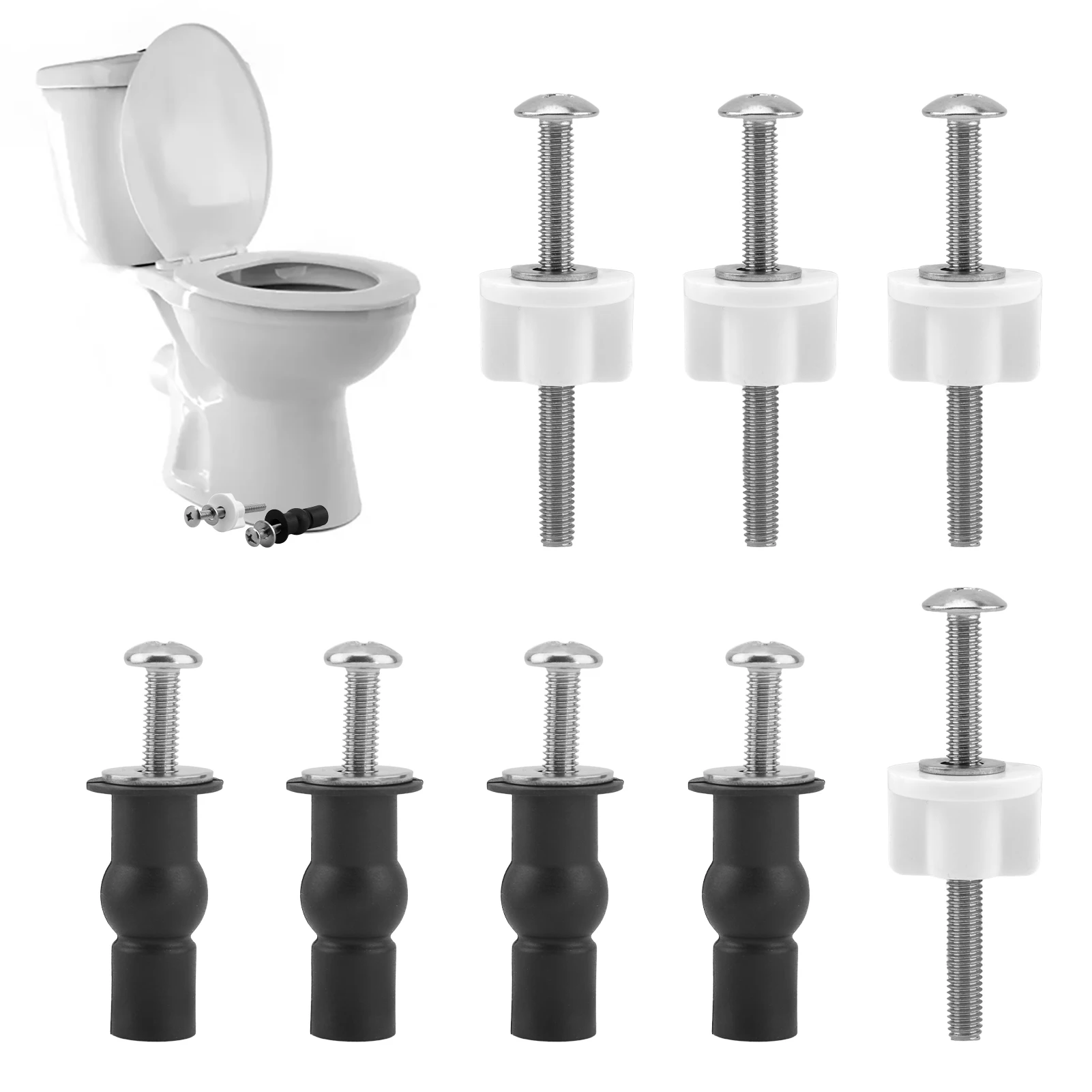 

28pcs Bathroom Stainless Steel Universal Hinge Top Fixing Blind Hole Assortment Toilet Seat Screw Set Replacement Parts Fixtures