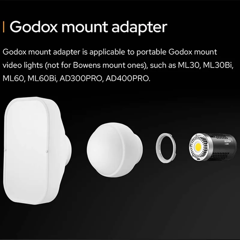 Фото Силиконовый диффузор-купол Godox ML-CD15 360° °   Всенаправленный складной софтбокс-диффузор с 3 адаптерами для V1 AD100Pro AD200Pro №3