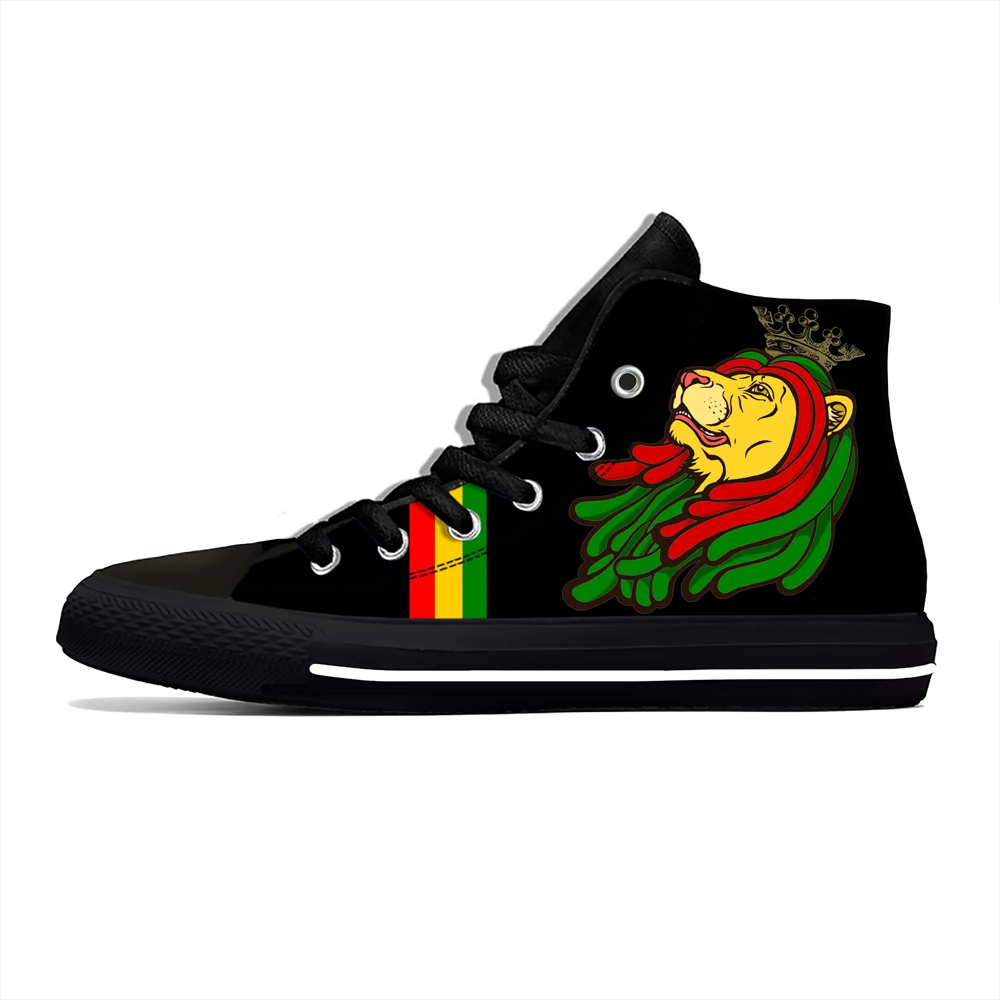 

Ethiopia Ethiopian Flag Lion of Judah Rastafarian Casual Cloth Shoes High Top Comfortable Breathable 3D Print Men Women Sneakers