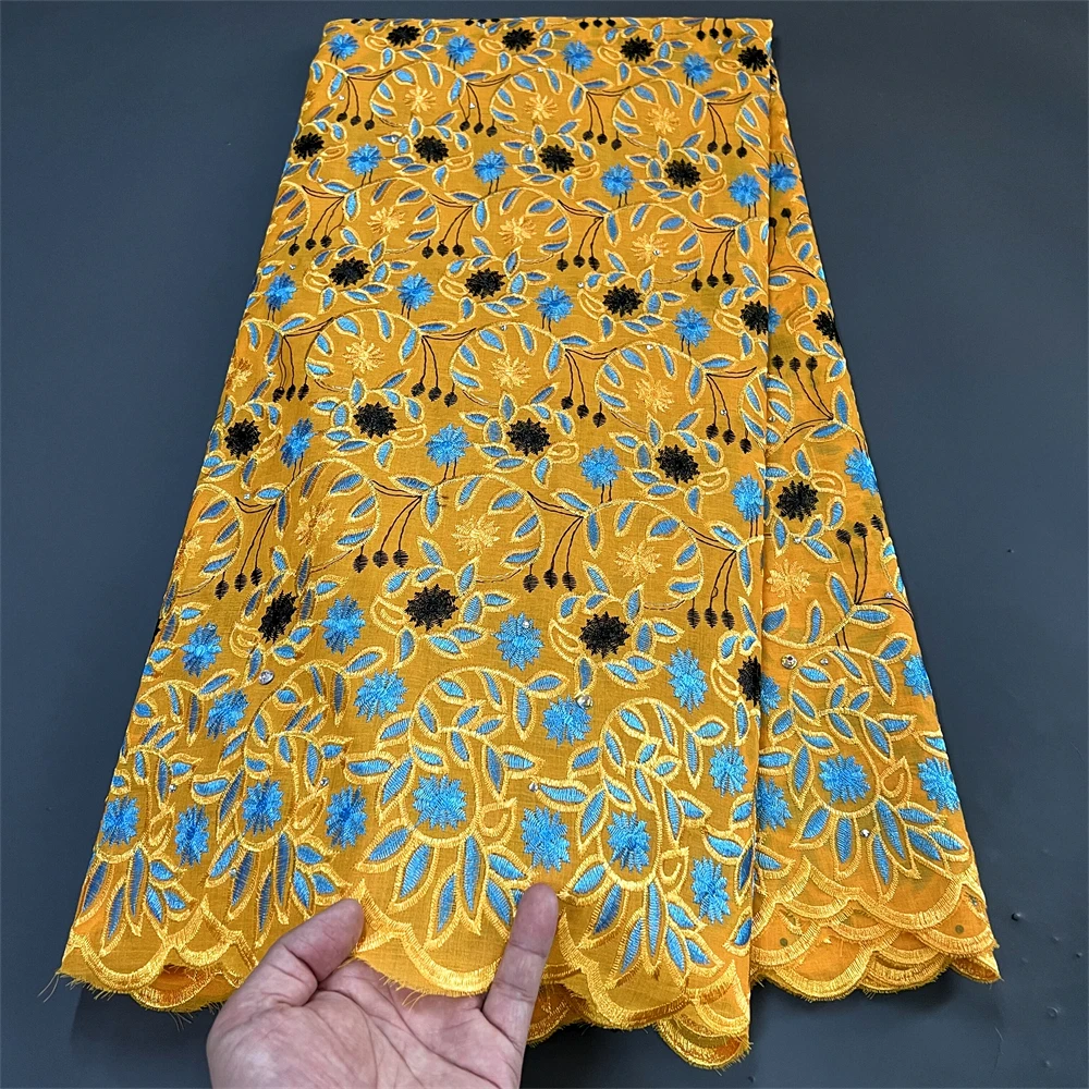 

2023African Nigerian High Quality Lace Fabric Embroidery Tulle Pure Wedding Party Damask Dress Guipure White5Yard Cotton