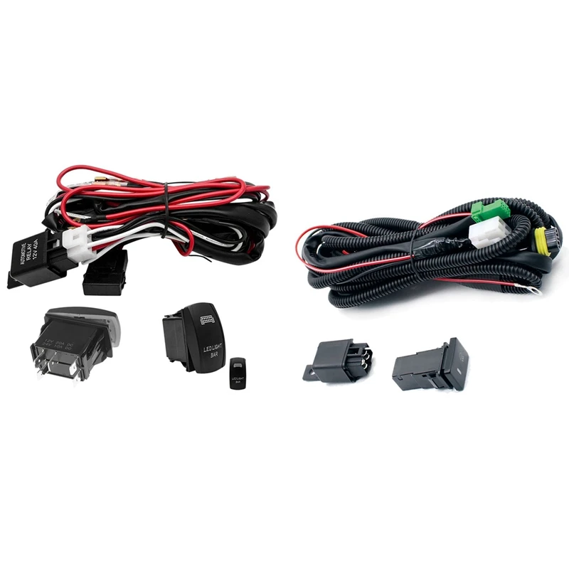 

1 Set Wiring Harness Wire + Switch With Led Indicators & 1 Set 12V LED Work Light Bar Rocker Switch Wiring Harness Kit