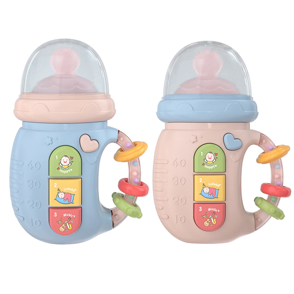 Musical Feeding Bottle Pacifier Newborn Soft Glue Teether Education Rattles Toy Baby Mobile Rattles Toys Soothing Vocal Music