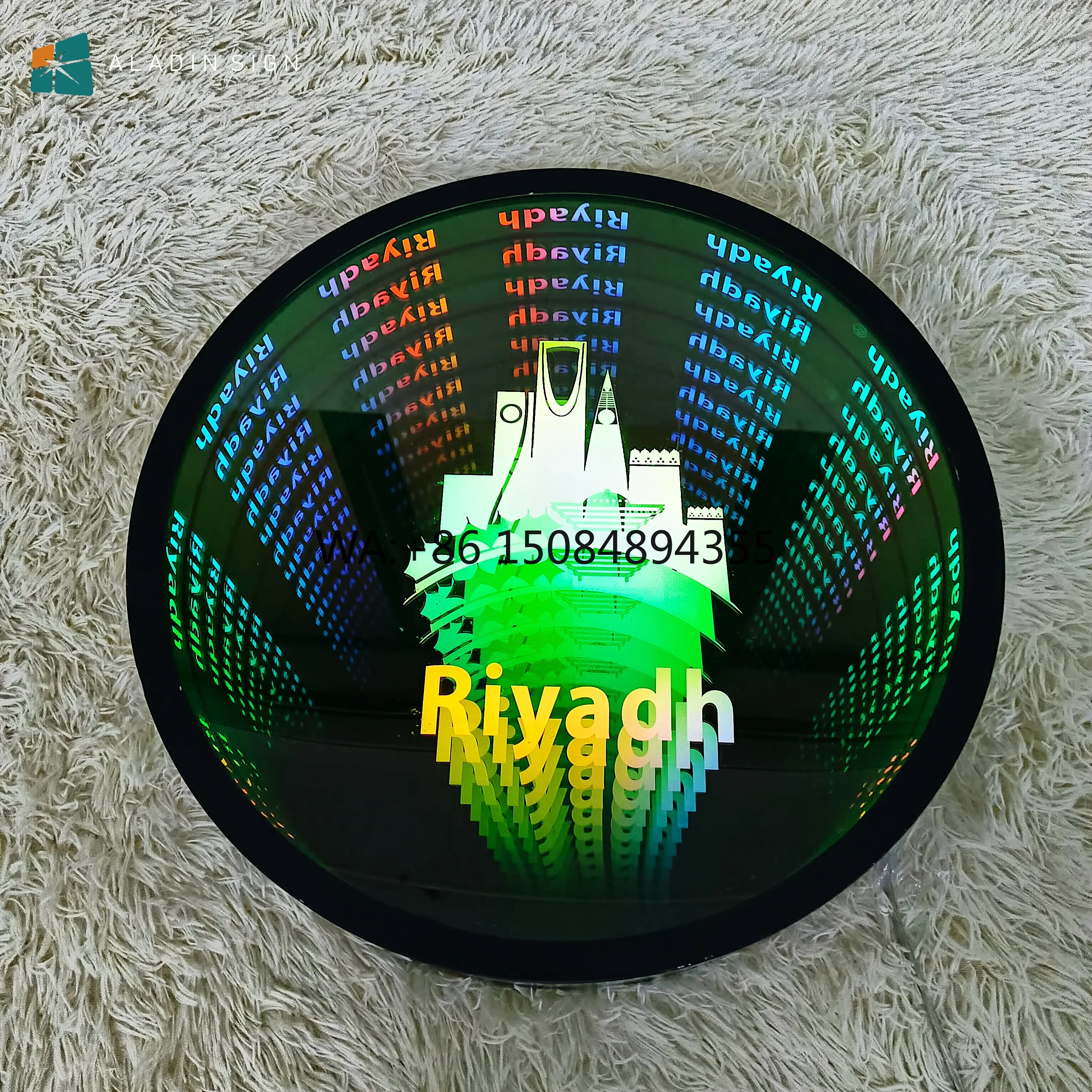 Фото 3D Волшебный LED-туннель с эффектом бесконечности, зеркальный настенный декор, акриловый элемент для интерьера, световая вывеска для розничных магазинов №1