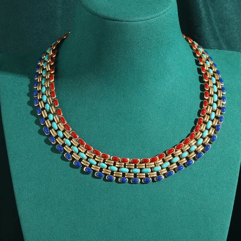 LOVE GREEN LIVE GREEN Золотое ожерелье-чокер с эмалью