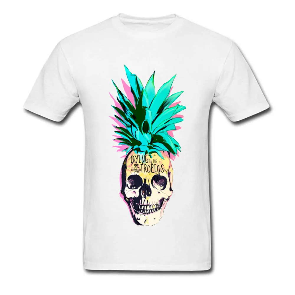 

Hallowmas Pineapple Skull Black T Shirts 2018 New Arrival Men's T-shirts Crewneck Short Sleeve 100% Cotton Tees Sweatshirt