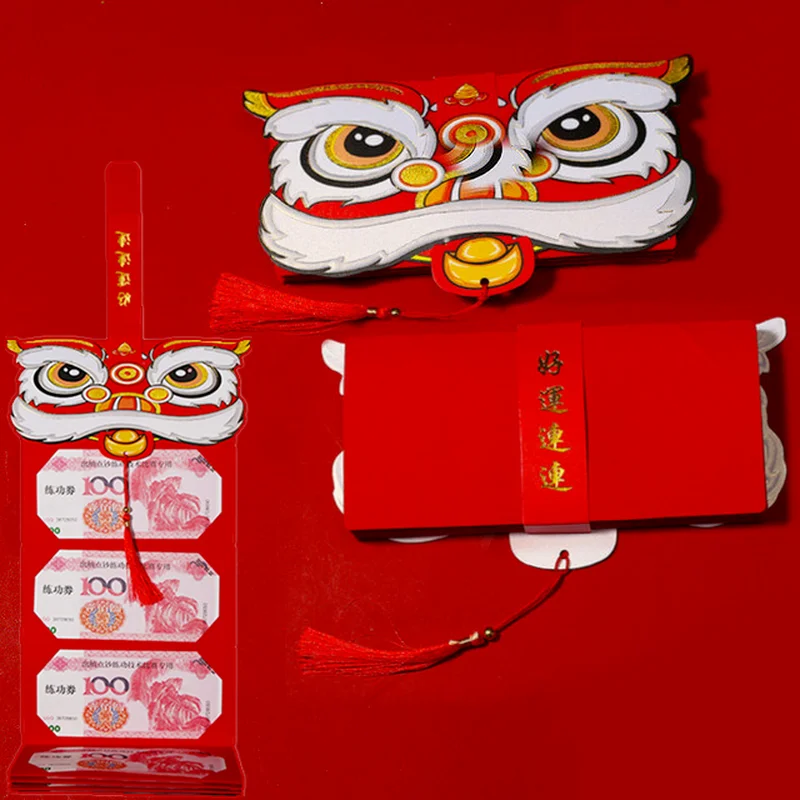 

Tiger Folding Red Envelope Creative New Year Lucky Red Paket Personality Dance Lion Spring Festival Wedding Gift Decoration 2022