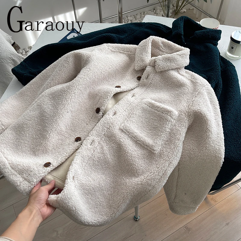 

Garaouy 2022 Autumn Fashion New Fleece Shirt Coat Men's Trend Wild Casual Loose Commute Outwear Thick Warm Lamb Wool Jacket Male