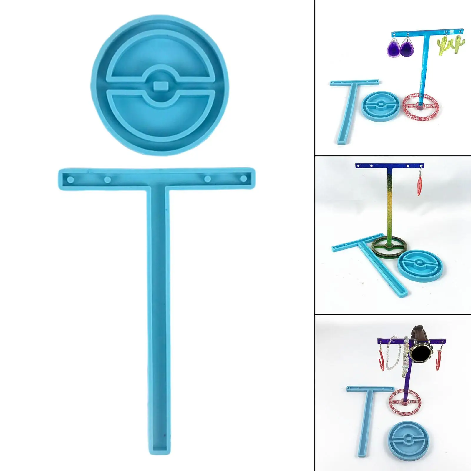 

Jewelry Display Rack Silicone Mold T Shape Pendant Holder Necklace Hanger Rings Stand Casting Mold Jewelry Storage Making Molds
