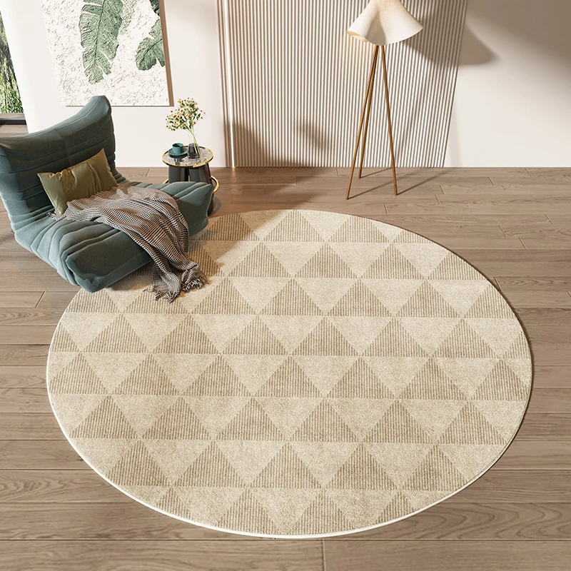 Простой бежевый ковер для гостиной круглый большого размера спальни домашний