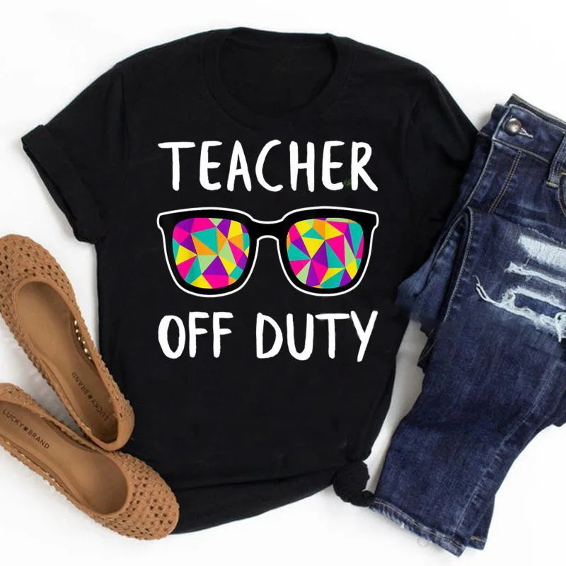

Teacher Off Duty Letter Print Women T Shirt Short Sleeve O Neck Loose Women Tshirt Ladies Tee Shirt Tops Clothes Camisetas Mujer