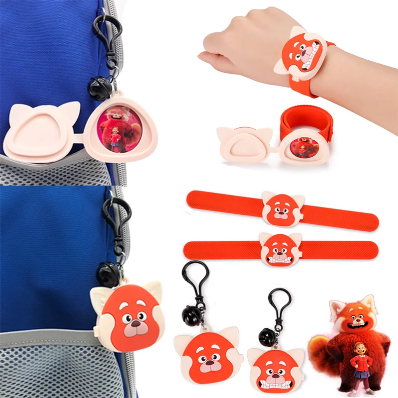 

Turning Red Red Pop Ring Panda Kawaii Raccoon Silicone Tape with Keychain Pendant Children Photo Storage Ornament Birthday Gift