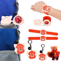 turning red red pop ring panda kawaii raccoon silicone tape with keychain pendant children photo storage ornament birthday gift