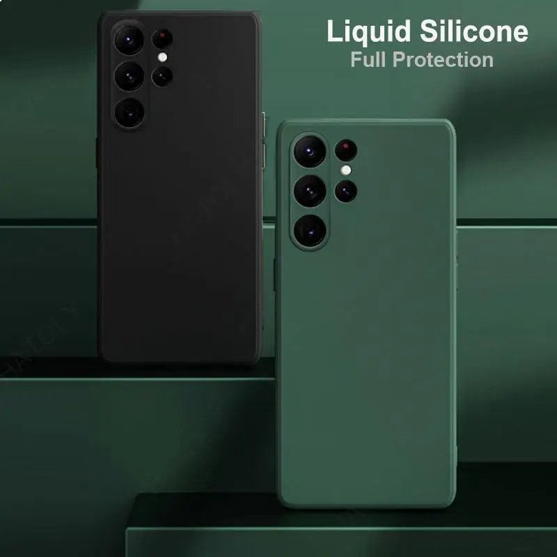 

For Samsung Galaxy S23 Ultra Case Cover Samsung S22 S21 Ultra Plus Bumper Soft Liquid Silicon Phone Case For Samsung S23 Ultra