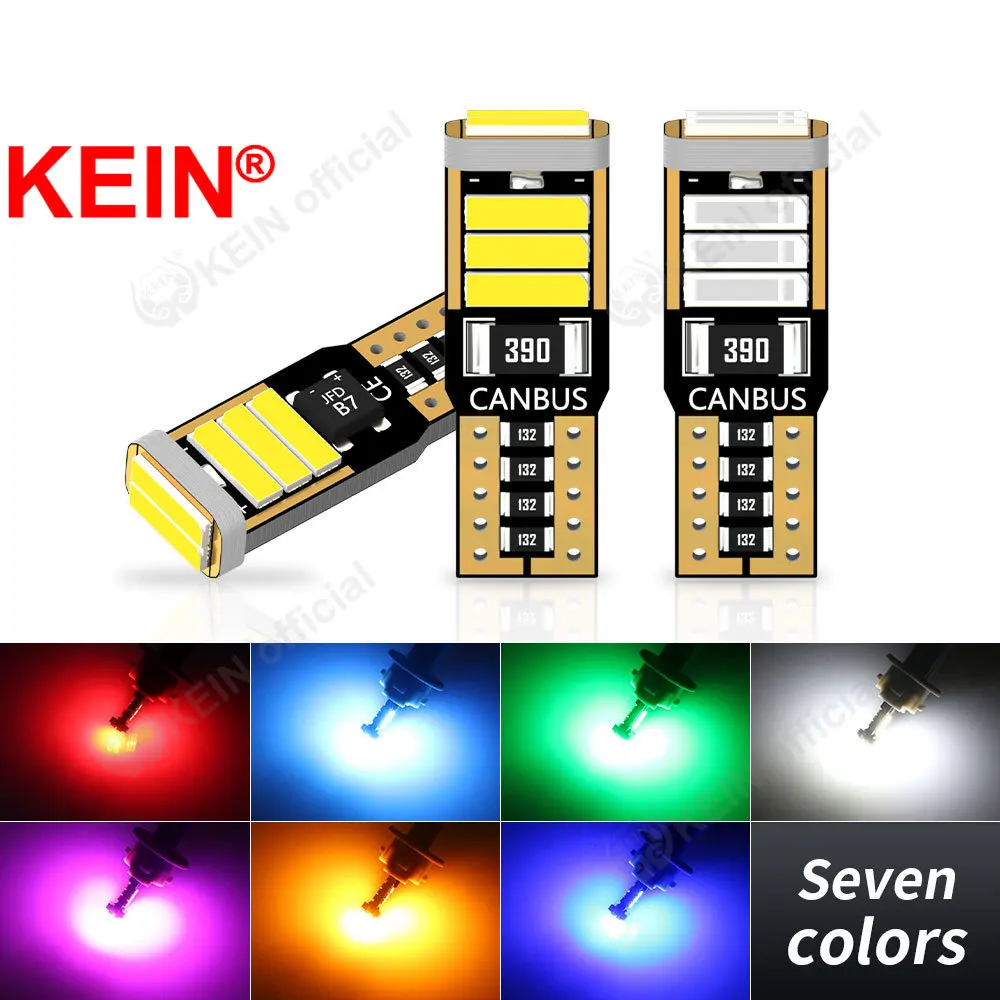 

KEIN 10PCS W5W T10 Led Bulb 8SMD 7020 168 501 WY5W Led Light for Car Interior License Plate Light Read Dome Parking Signal Lamp