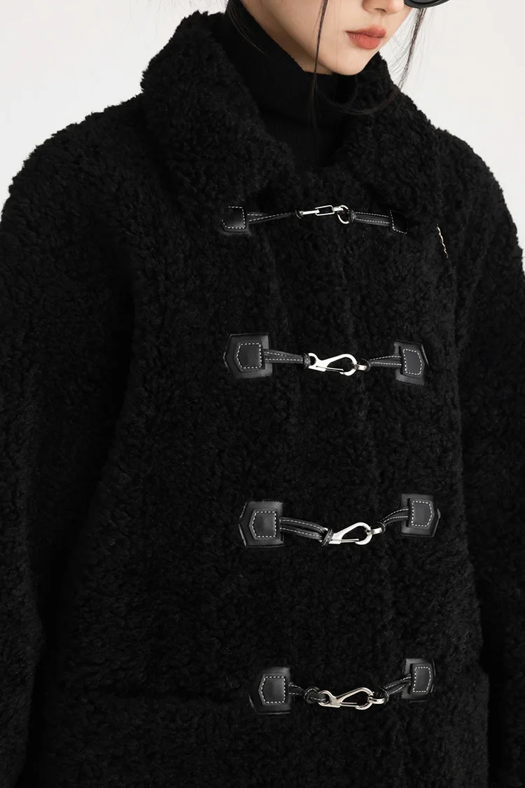 Fur Integration Long Black Coat 2022 Winter jacket Faux Fur Jackets Women Lamb Fur Plush Coat Vintage Warm Teddy Coat Overcoat