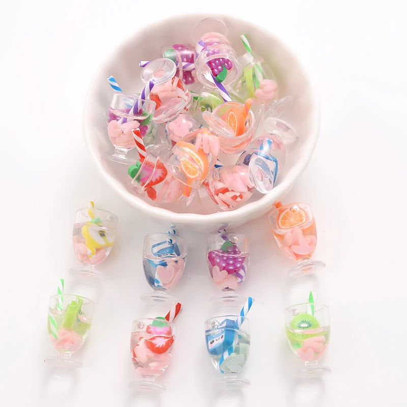 

10 шт. очаровательные 3D Кубок кулон из смолы 13x27 мм кулон в виде фруктов для напитков кулон для «сделай сам» брелок серьги браслет ювелирные и...