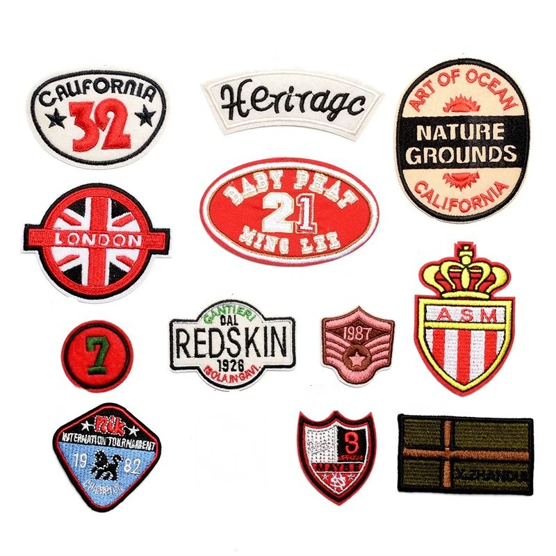 

50pcs/lot Luxury Round Embroidery Patch Letter Crown Flag Bear California Clothing Decoration Accessory Strange Thing Applique