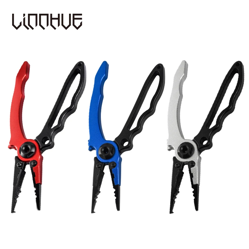 

LINNHUE New Aluminum Alloy Fishing Pliers Multifunctional Hooks Remover Line Cutter Split Lure Rings Fishing Holder Tackle Plier
