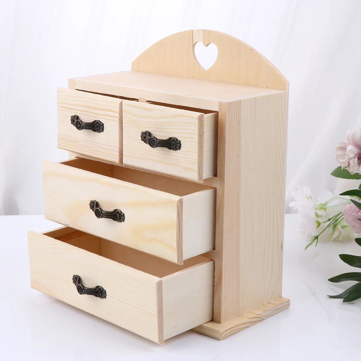 

Box Jewelry Storage Wooden Unfinished Wood Boxes Drawer Stash Container Necklace Tray Tea Diy Ring Makeup Gift Case Earring