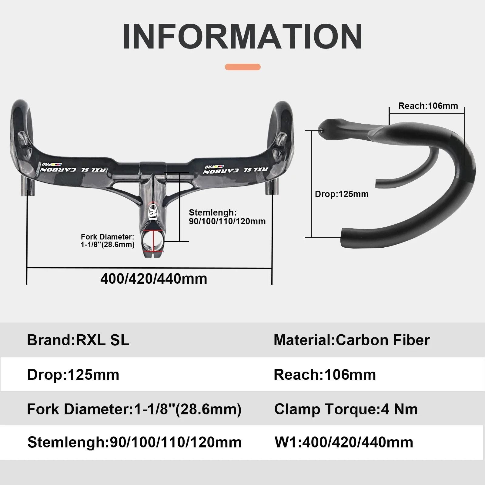 Карбоновый руль для шоссейного велосипеда интегрированный карбоновый с выносом