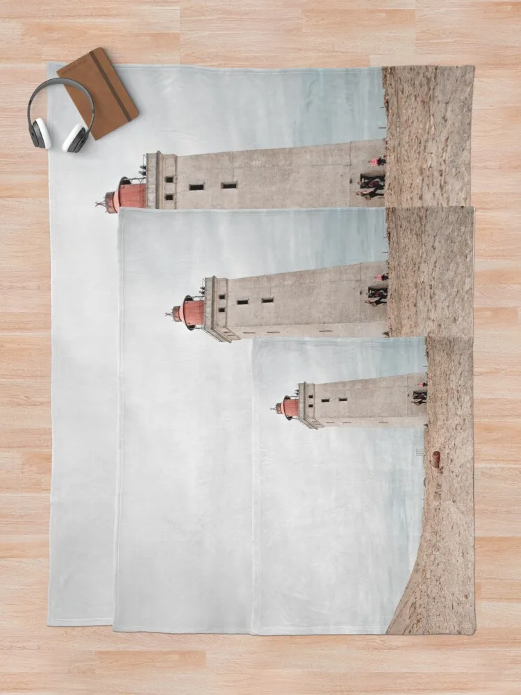 Lighthouse Rubjerg Knude Denmark at the ocean beach dune Throw Blanket Rug