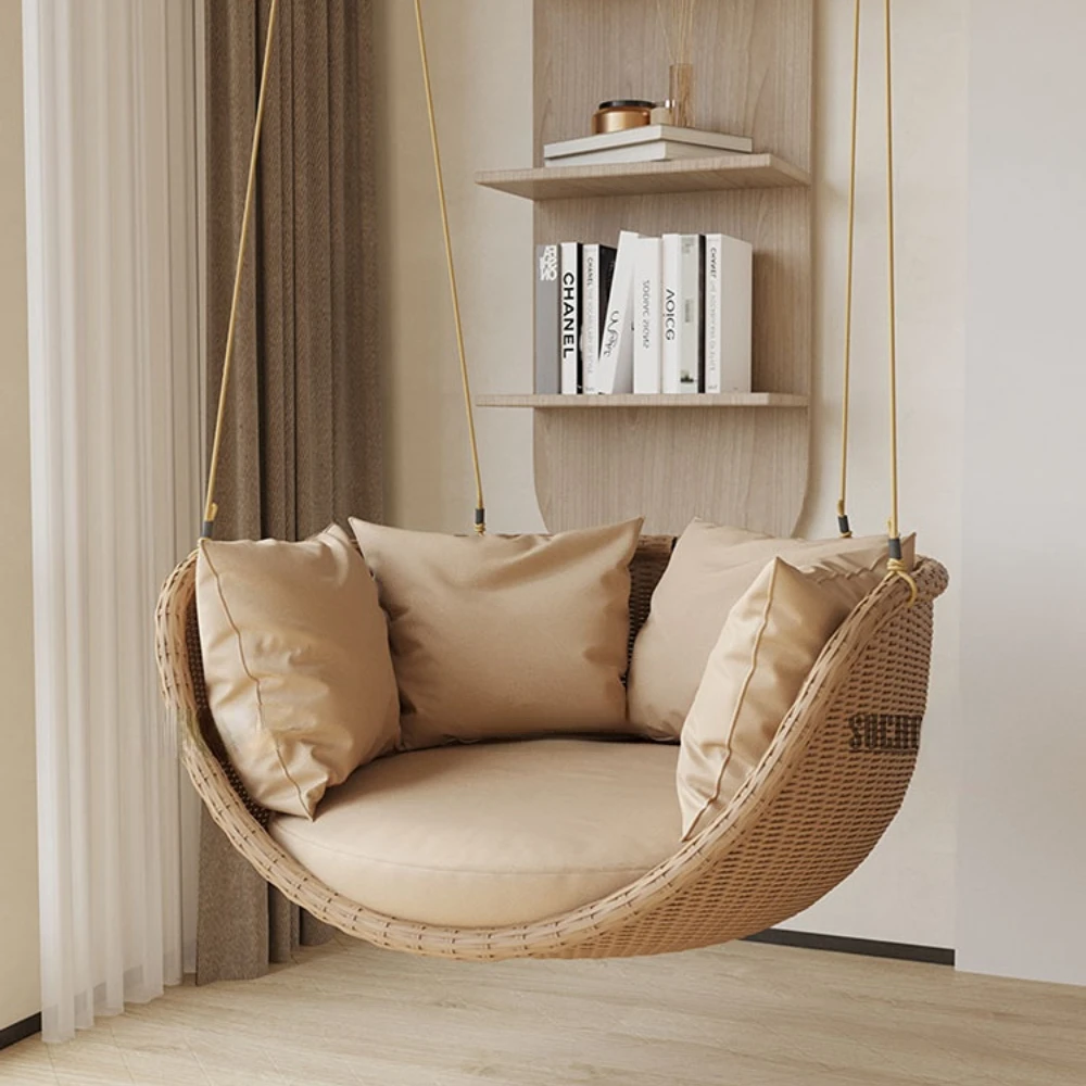 Уличное подвесное кресло-качели для дома и балкона удобное ротанговое сиденье