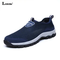 loekeah breathable male trekking shoes plus size hiking shoes anti slip outdoor slip on climbing jogging walking sneakers