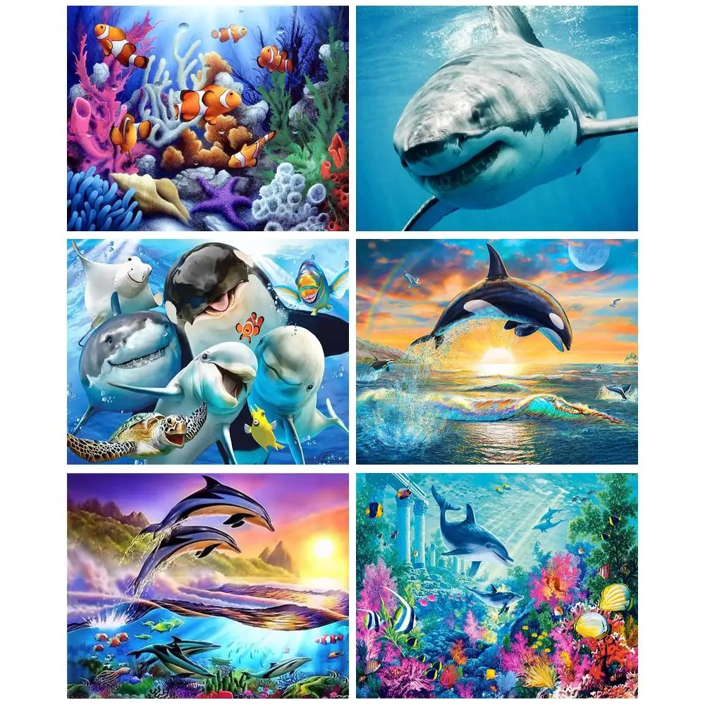 

PhotoCustom Diamond Embroidery Animals Underwater World Rhinestone Picture Diamond Painting Full Square Drill Cross Stitch Mosai