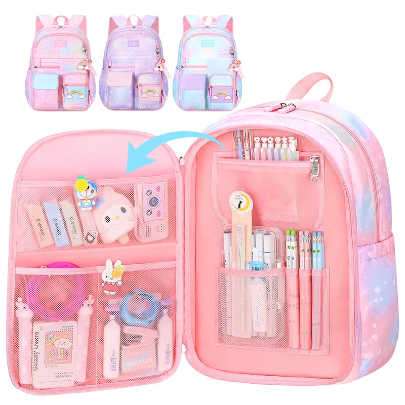 

Новинка 2023, рюкзак для начальной школы, милые красочные сумки для девочек, школьные сумки принцессы, водонепроницаемые детские школьные сум...