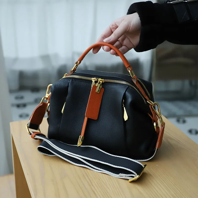 

Fashion Boston Women Shoulder Bag Ladies Genuine Leather Small Handbags First Layer Cowhide Crossbody Bags for Women 2023