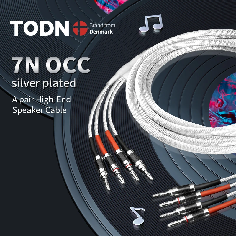 TODN одна пара HIFI посеребренный кабель для динамиков Hi-end 7N OCC провод для динамиков для Hi-Fi систем Y Plug Банановый штекер кабель для динамиков