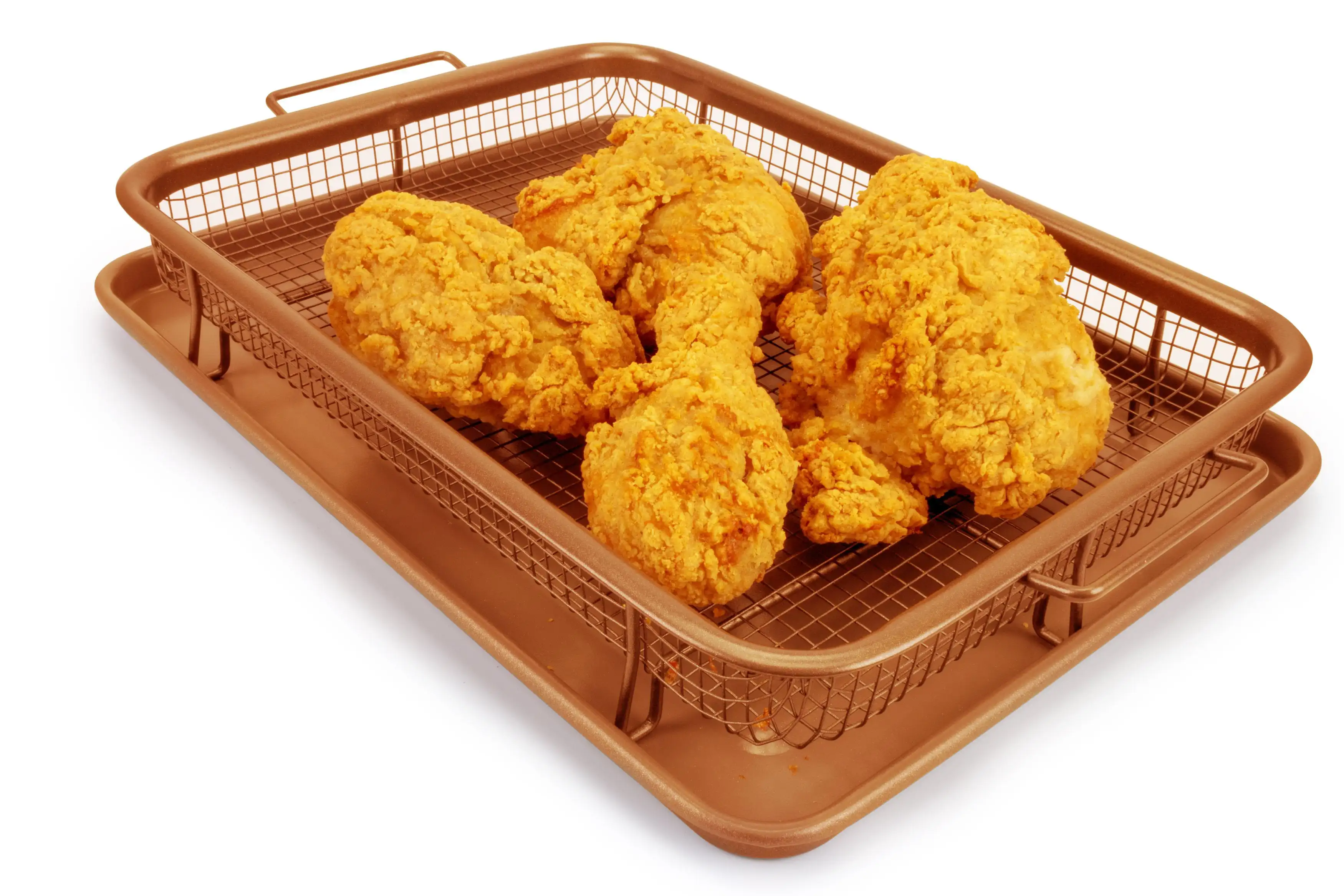 

Non-Stick Air Fryer Crisper Basket and Tray Set, Copper