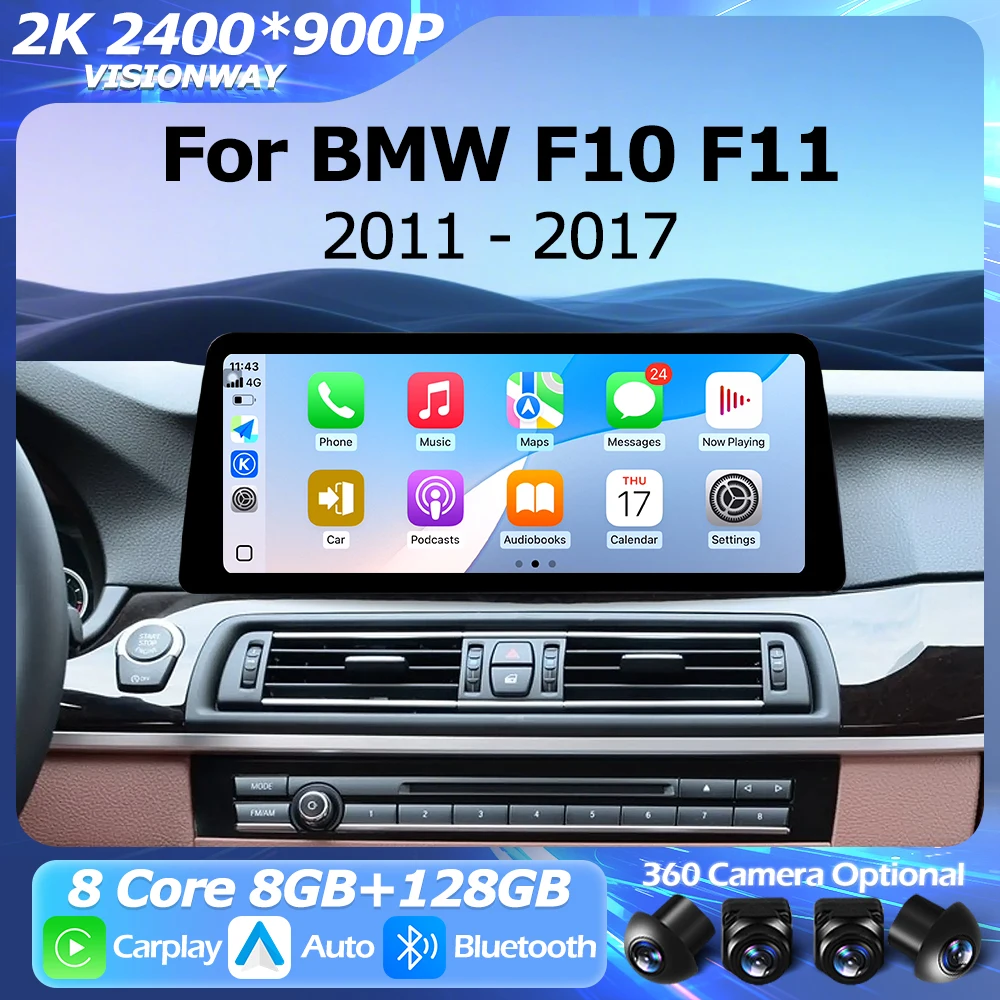 Фото Автомагнитола Android 16 2400*900P для BMW 5 серии F10 F11 2011-2017 с системами CIC NBT, беспроводным CarPlay и Bluetooth №1
